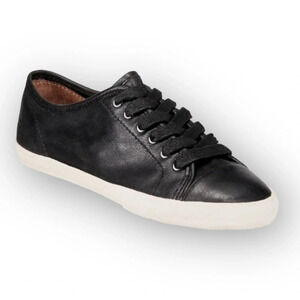 Frye  Mindy Lace Up Low Cut Black Leather Sneakers 8